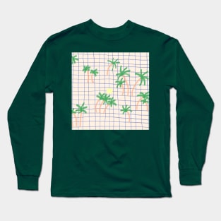 Tropical Palm Grid Long Sleeve T-Shirt